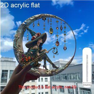 Fantasy Mystical Moonlight Elf/Witch 2D Flat Acrylic Moonlight/Sunlight Catcher